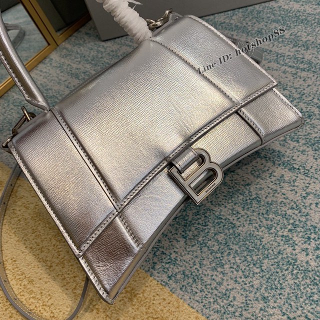 Balenciaga專櫃爆款s號手提女包 巴黎世家銀色Hourglass沙漏包 fyj1696